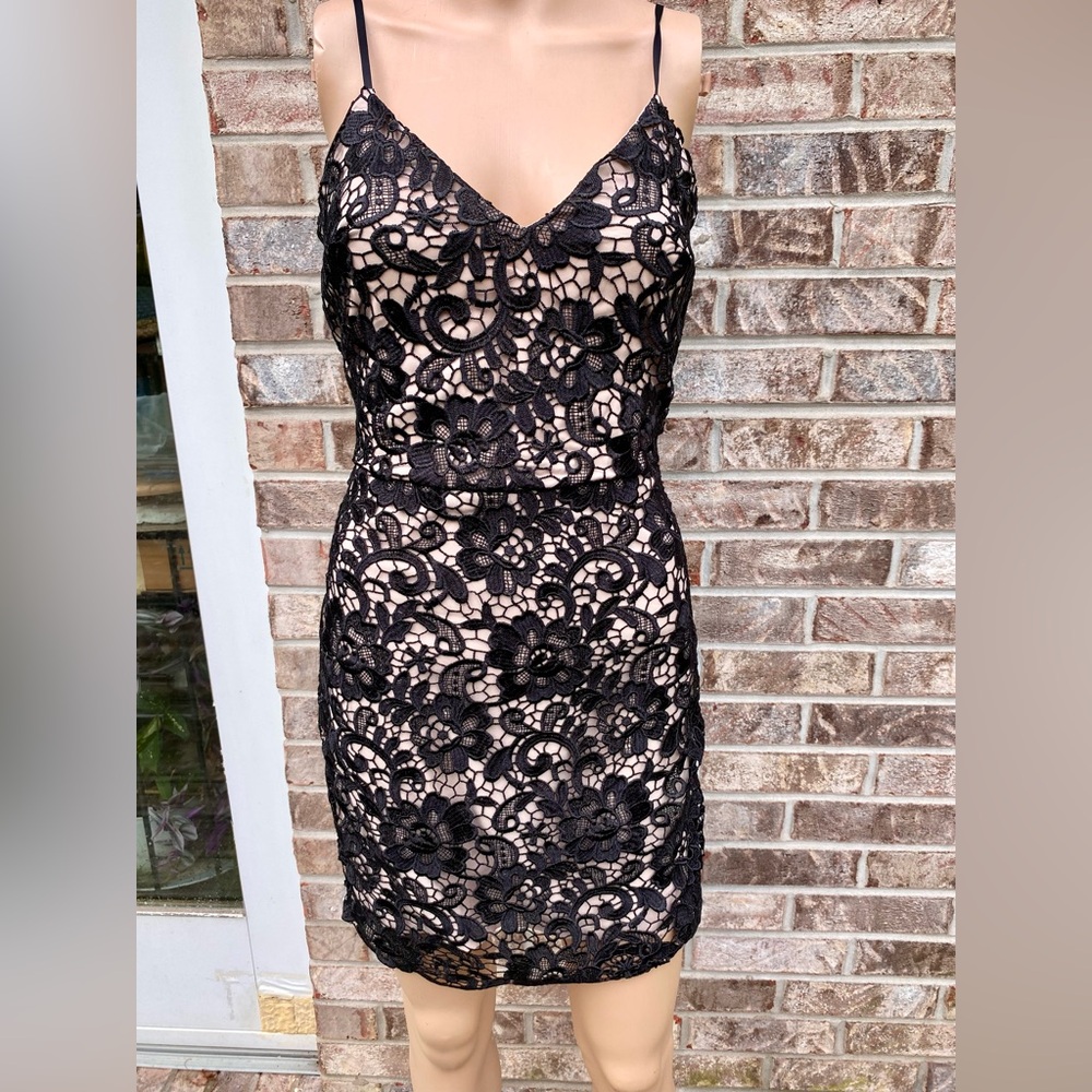 Express Goth Black Lace Overlay Mini Party Dress